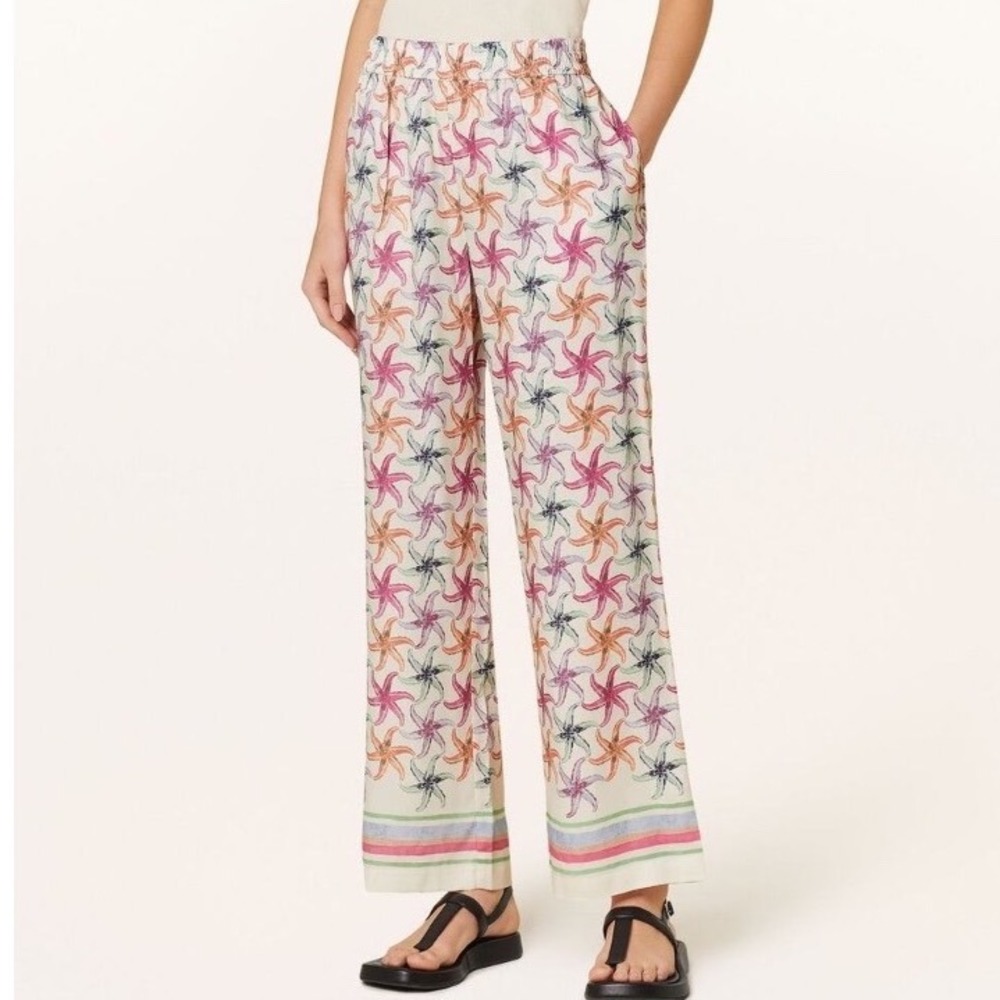 Scotch & Soda Beach Lover Starfish Print Wide Leg Lyocell Pants Cream‎ Pink L/30